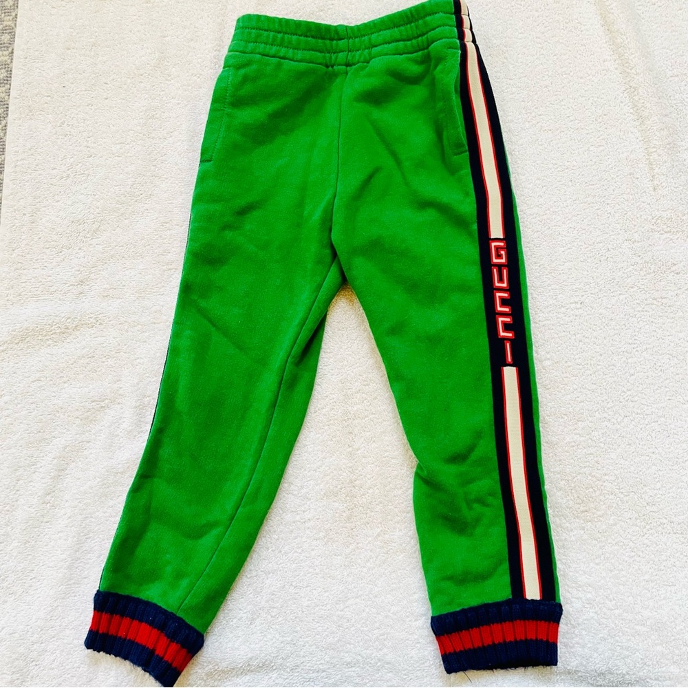 Gucci Boys Track Pants Green Logo size 4 Stripe Sweat shirt pants joggers